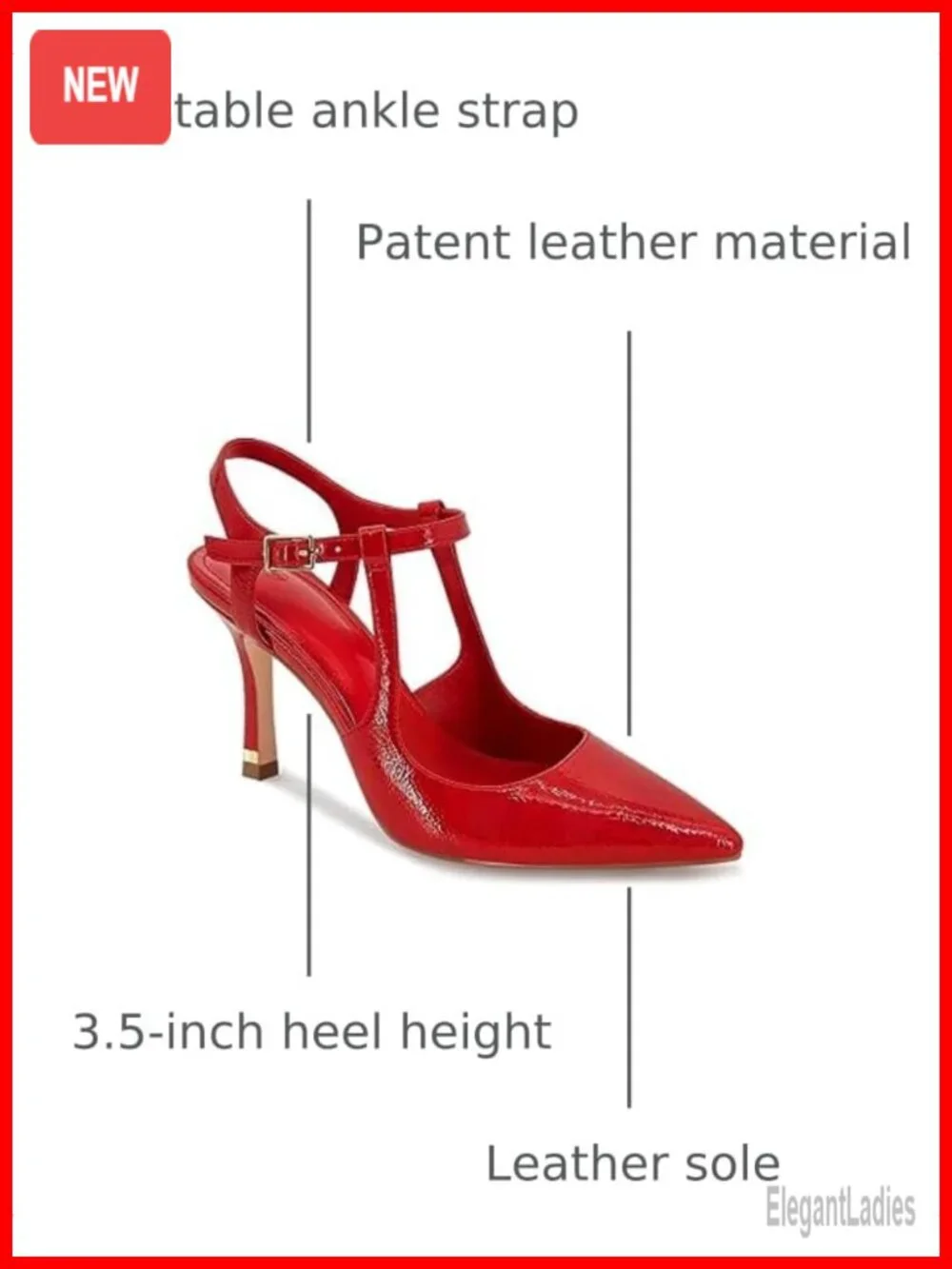 Patent Leather Pointed Toe Stiletto Heels Ankle Strap Pumps Office Wedding